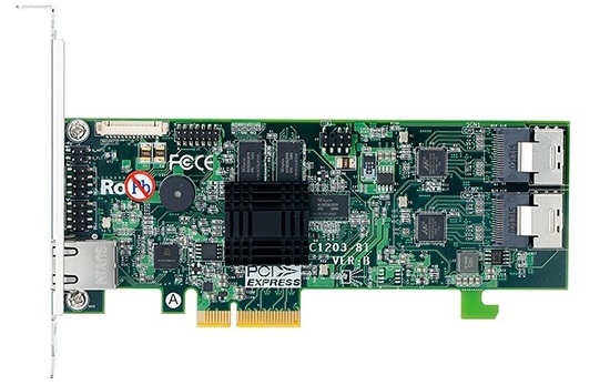 ARC-1203-8I. Модель с четырьмя портами отличается отсутствием одного разъёма SFF-8087